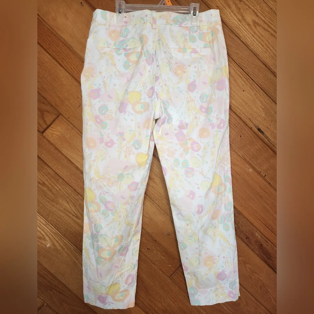 Talbots the perfect crop pastel floral print pants size 31 waist